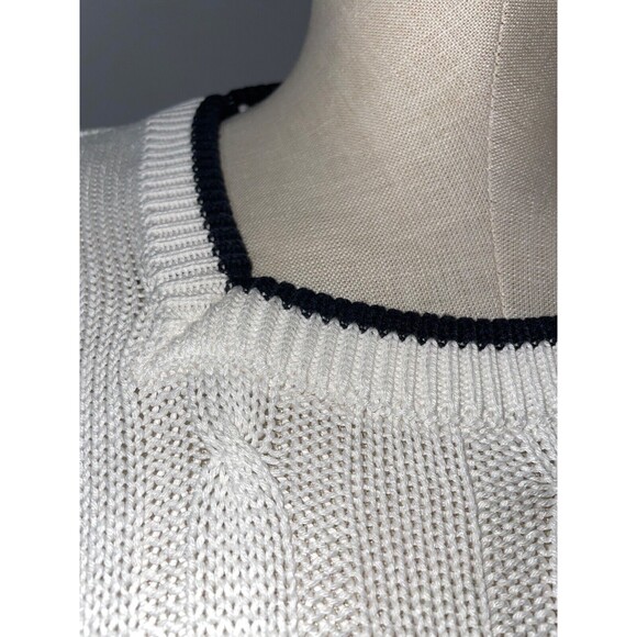 Jones NY Women’s Vintage CableKnit Square Neck Sweater size PS Coastal Old Money - Picture 3 of 8